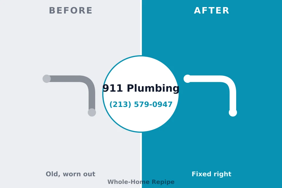 Before and after: plumbing repair Roseland, IN